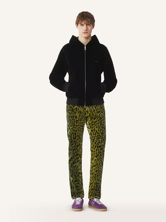 Lanvin ZIPPED VELVET HOODIE Black RMHO0013F012A26