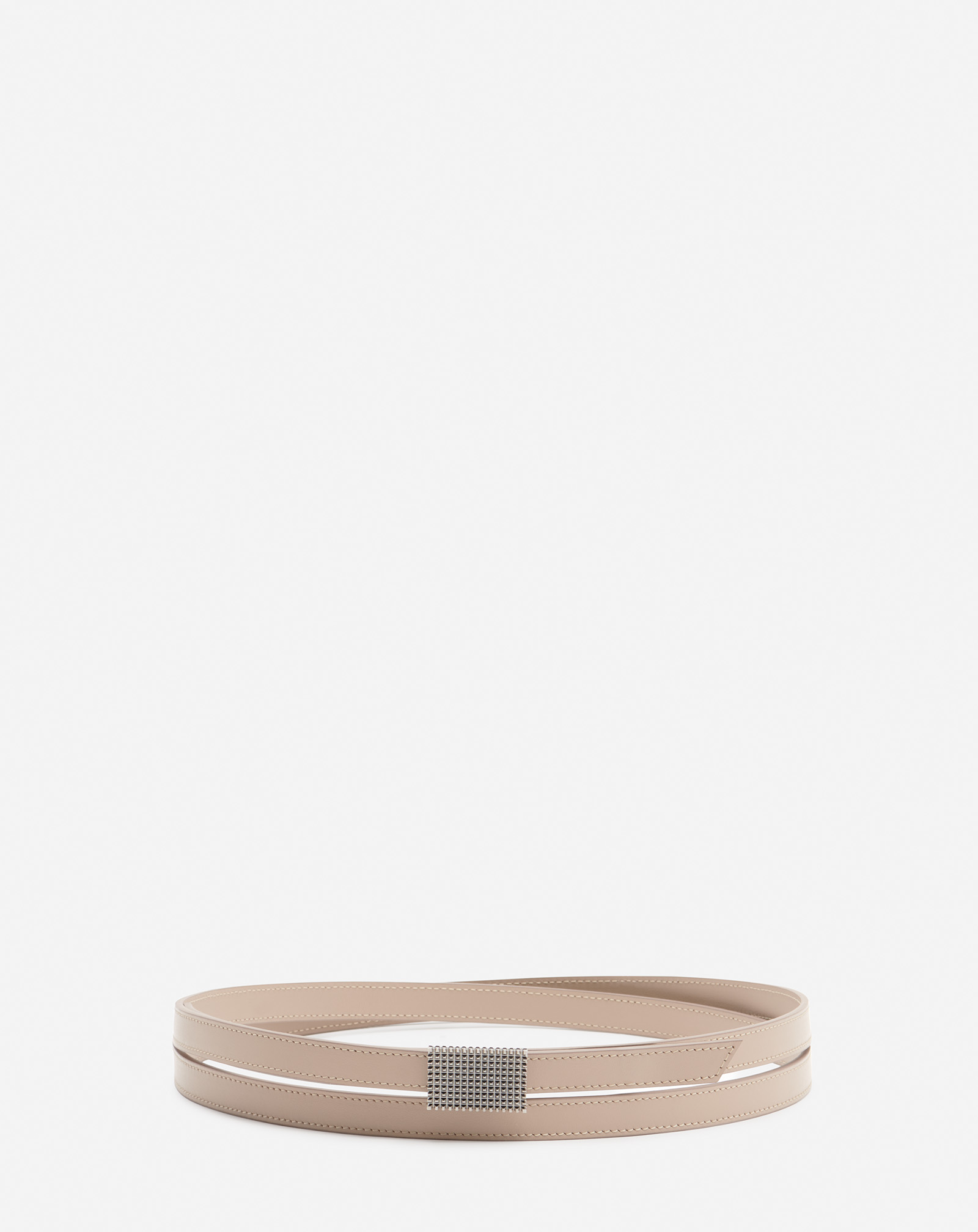 Lanvin Double Concerto Leather Belt For Women In Neutral