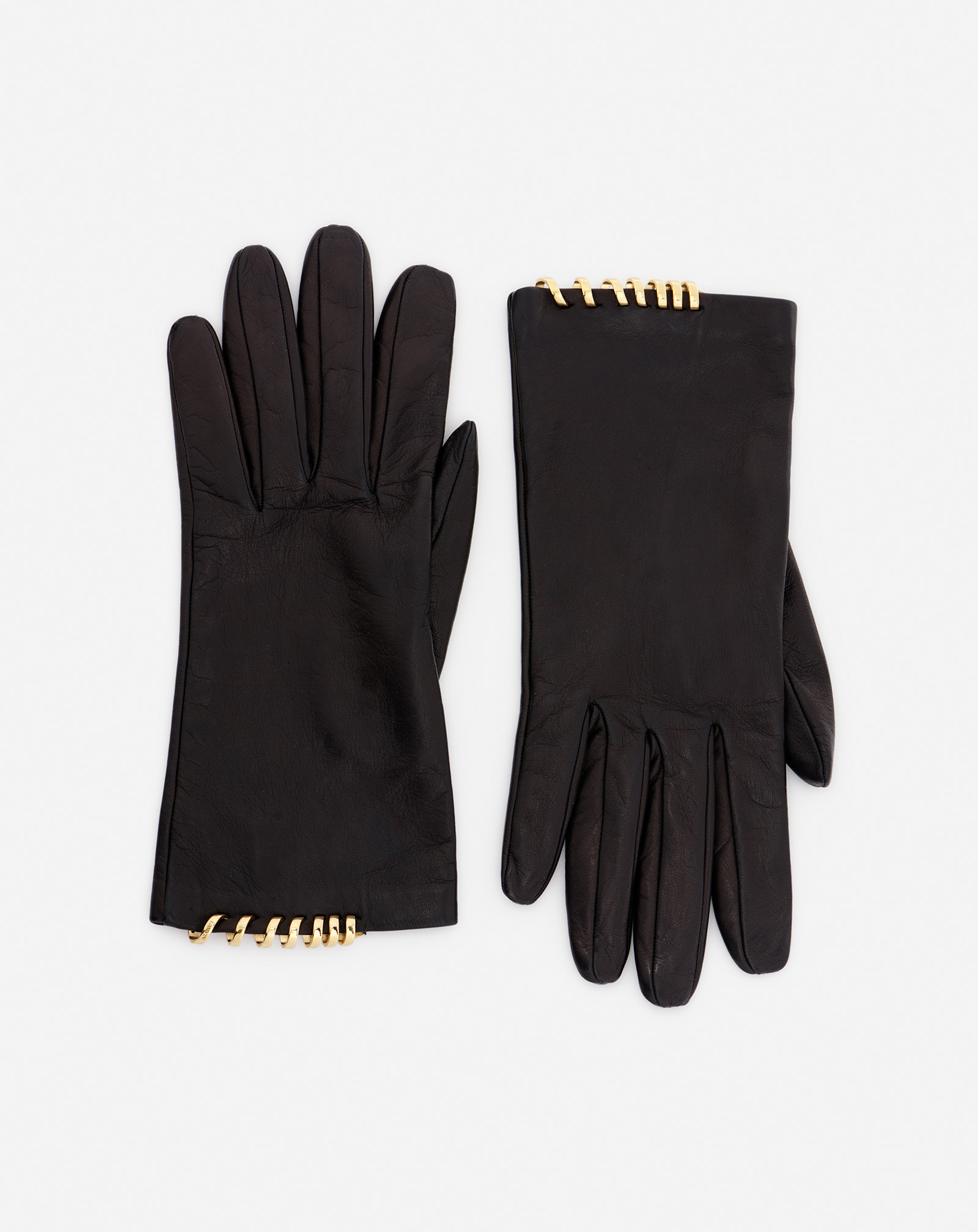 Lanvin Sequence By  Leather Gloves For Women In Black