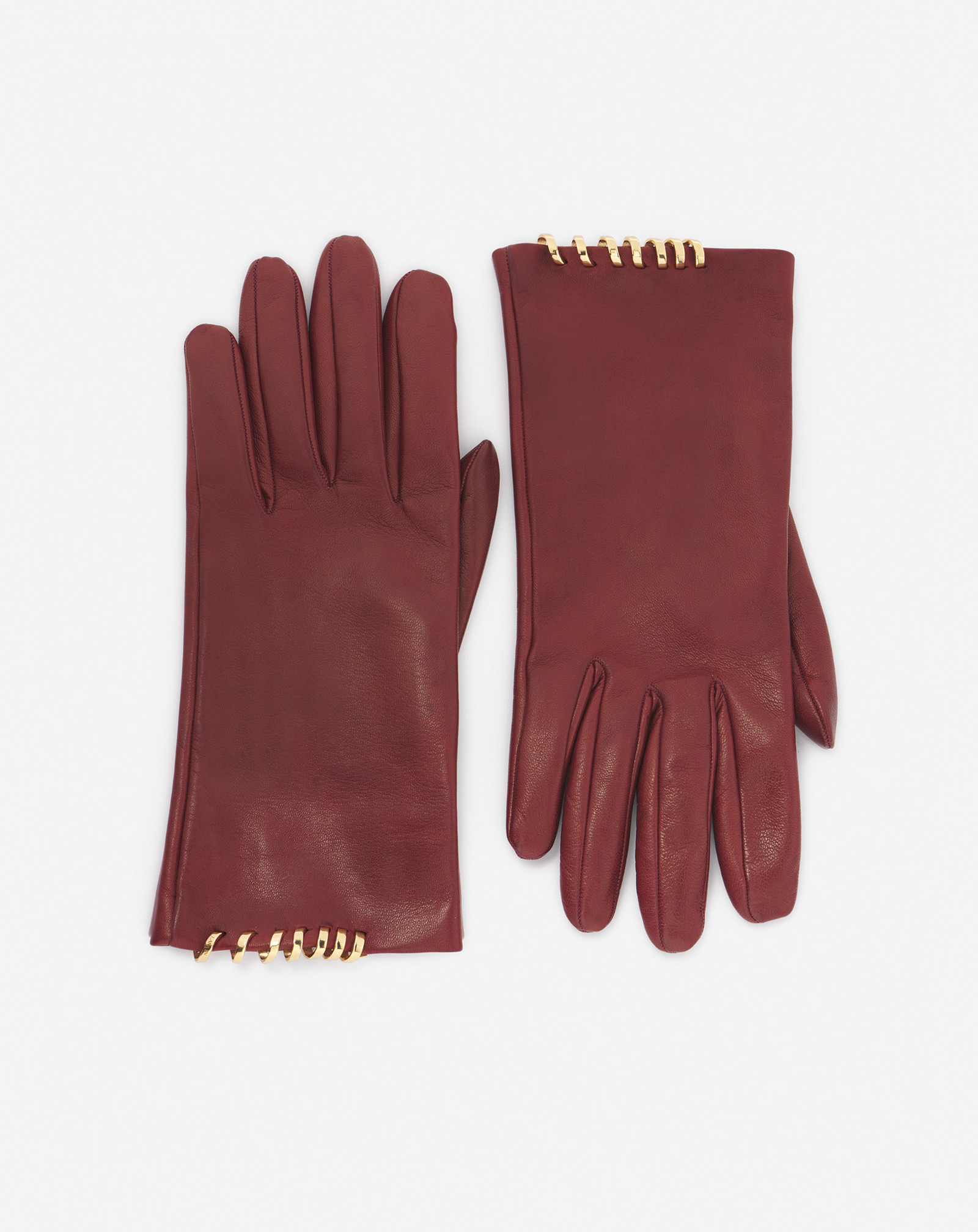 Lanvin Sequence By  Leather Gloves For Women In Burgundy