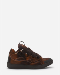 PONY-EFFECT LEATHER CURB SNEAKERS