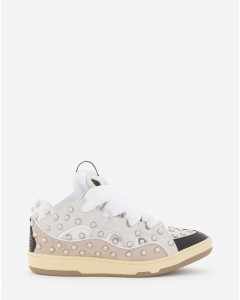 STUDDED LEATHER CURB SNEAKERS