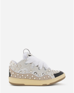 STUDDED LEATHER CURB SNEAKERS