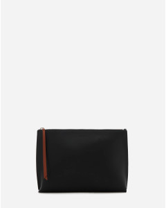 ZIPPERED LEATHER HOBO TIE CLUTCH