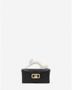LEATHER AND RHINESTONE NANO PENCIL CAT BAG