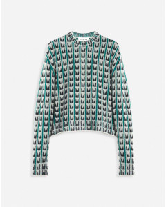 ROUND NECK JACQUARD SWEATER WITH ART DECO-INSPIRED TRIANGLES