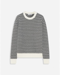 CURB HERRINGBONE CREWNECK SWEATER IN MERINO WOOL