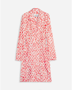 FLOWER PRINT LONG SLEEVE WRAP MIDI DRESS