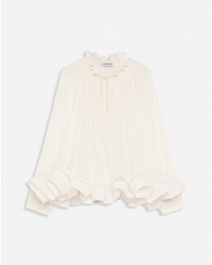 LONG-SLEEVE CHARMEUSE BLOUSE