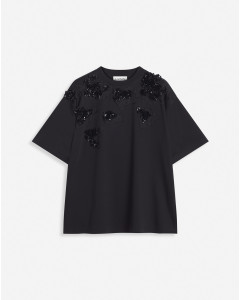 OVERSIZED T-SHIRT WITH FLORAL EMBROIDERY