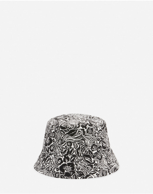 FLOWER TO ZEBRA PRINTED COTTON BUCKET HAT
