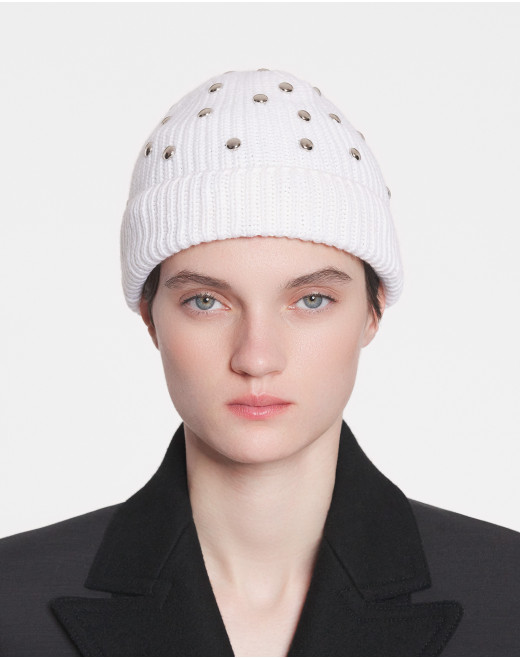 STUDDED WOOL KNIT BEANIE