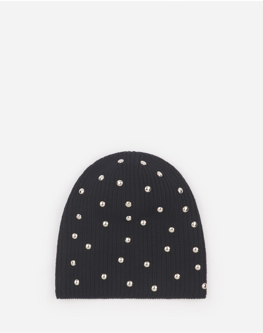 STUDDED WOOL KNIT BEANIE