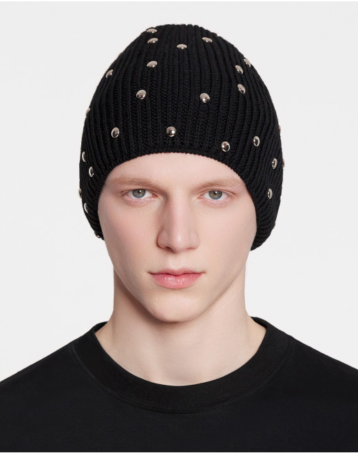 STUDDED WOOL KNIT BEANIE