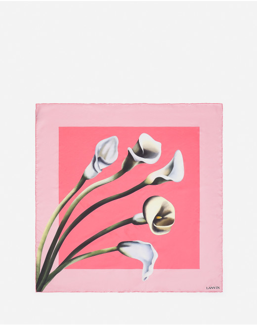 CARRE IMPRIME FLEUR EN SOIE
