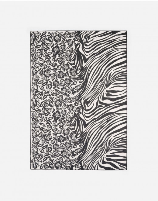FLOWER TO ZEBRA PRINTED COTTON AND SILK SARONG