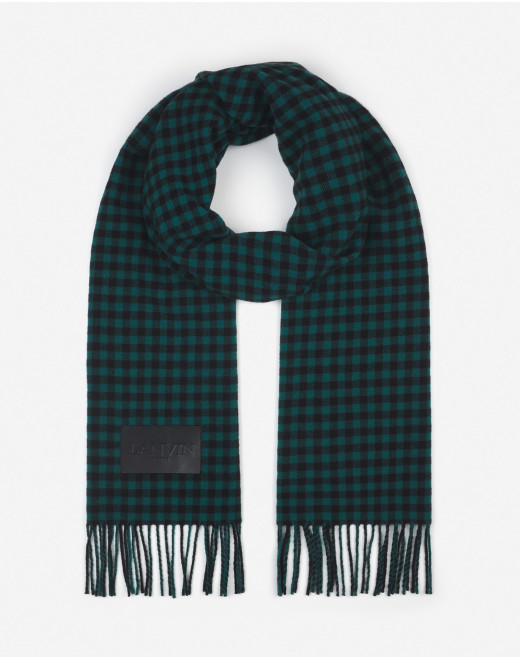 CHECK PRINT WOOL SCARF