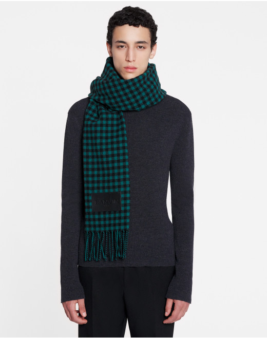 CHECK PRINT WOOL SCARF