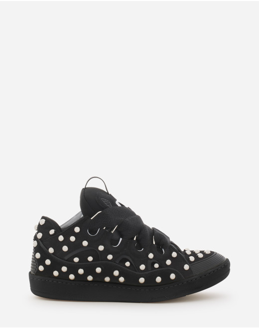 STUDDED LEATHER CURB SNEAKERS