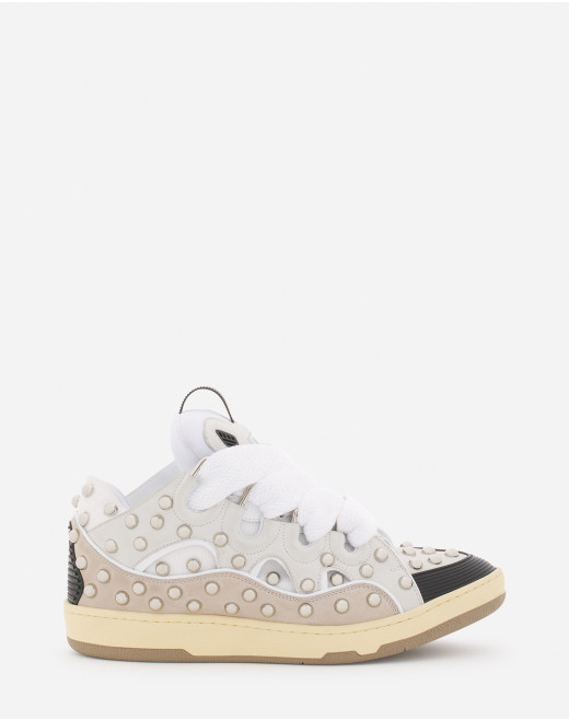 STUDDED LEATHER CURB SNEAKERS