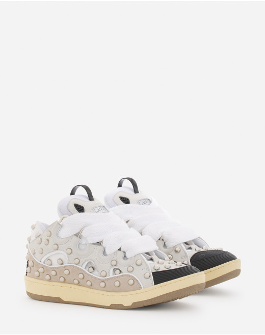 STUDDED LEATHER CURB SNEAKERS