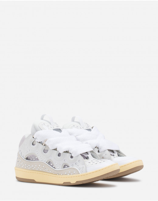 CURB LEATHER SNEAKERS WITH RHINESTONES