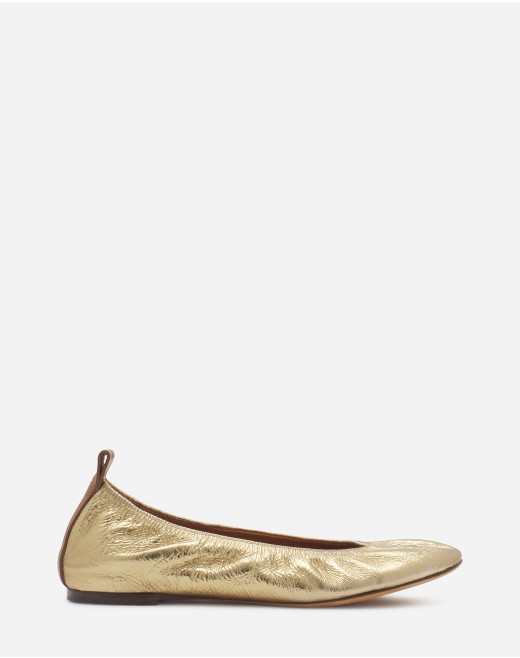 THE BALLERINA FLAT IN METALLIC LEATHER