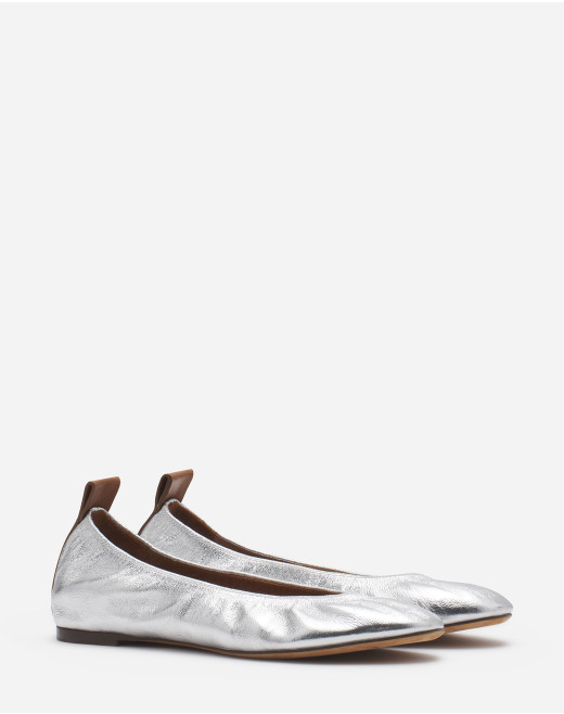 THE BALLERINA FLAT IN METALLIC LEATHER