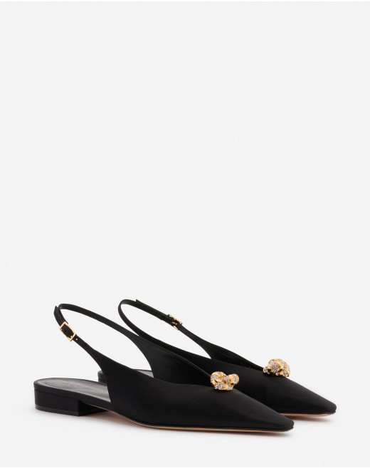 SATIN SWING SLINGBACK MULE WITH MELODY JEWEL
