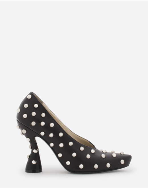 STUDDED MUSE LEATHER PUMPS