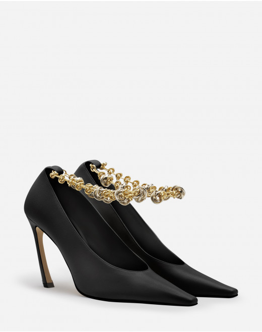 SWING LEATHER PUMPS WITH CHAIN