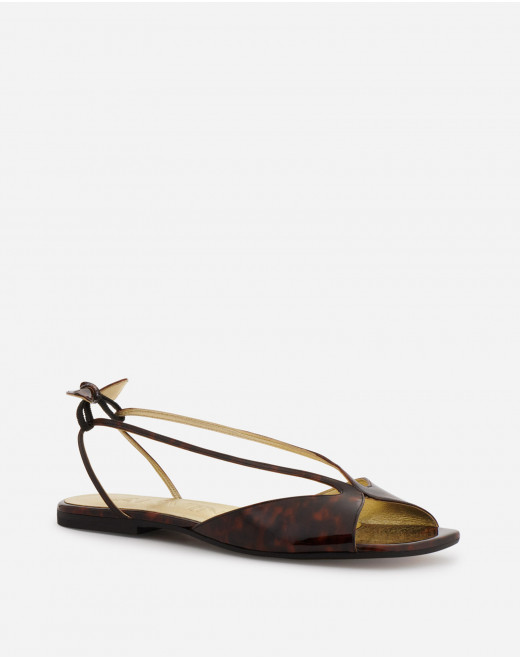 TORTOISE PRINT PATENT CALFSKIN RITA SANDALS