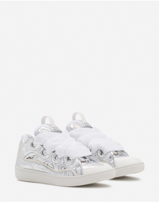 CURB SNEAKERS IN CRINKLED METALLIC LEATHER