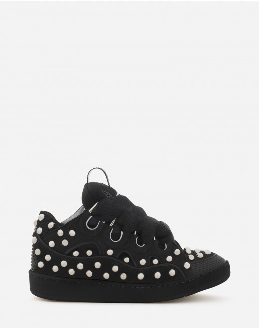 STUDDED LEATHER CURB SNEAKERS