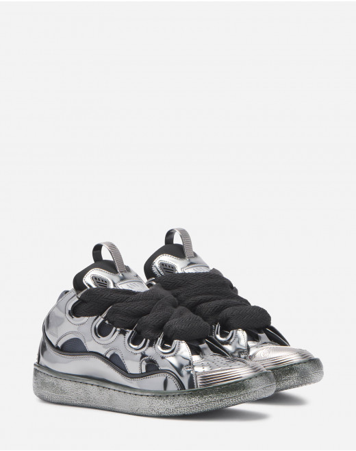 METALLIC LEATHER CURB SNEAKERS