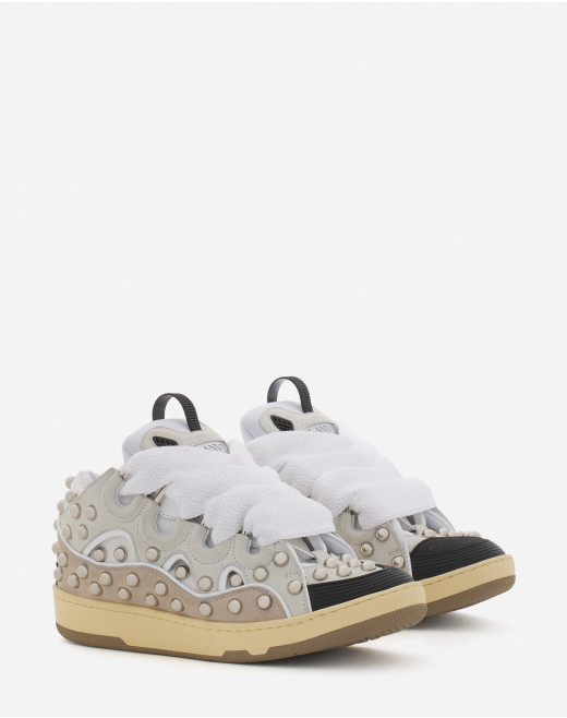 STUDDED LEATHER CURB SNEAKERS