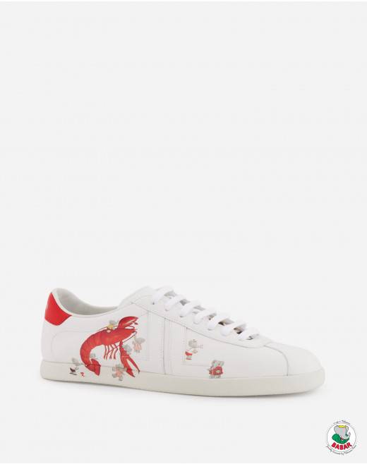 BABAR RED PRINT LEATHER GLEN SNEAKERS