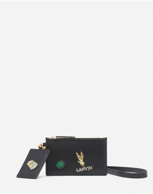 LANVIN X FUTURE LEATHER DOUBLE CLUTCH WITH PINS