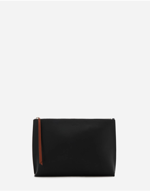 ZIPPERED LEATHER HOBO TIE CLUTCH