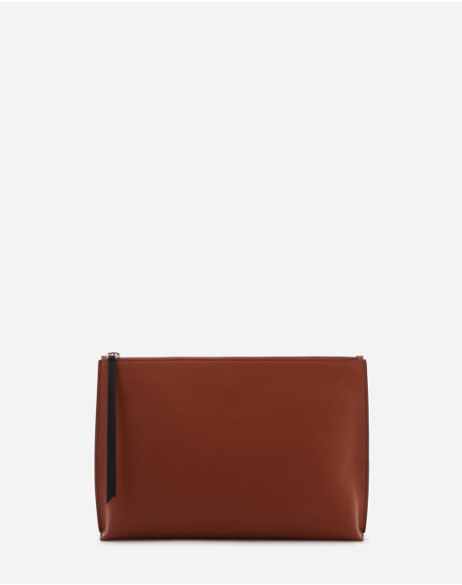 ZIPPERED LEATHER HOBO TIE CLUTCH
