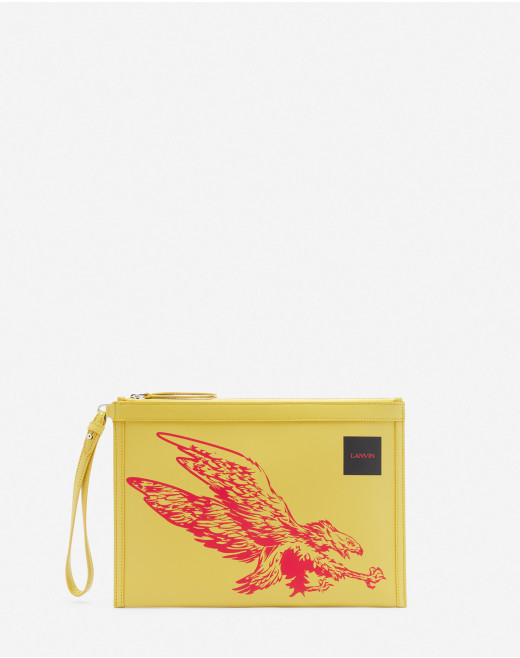 LANVIN x FUTURE LEATHER CLUTCH WITH EAGLE PRINT