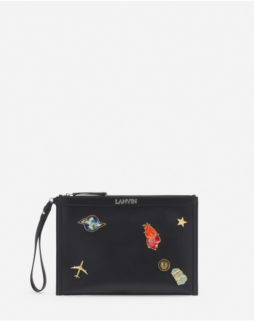 LANVIN X FUTURE LEATHER CLUTCH WITH PINS