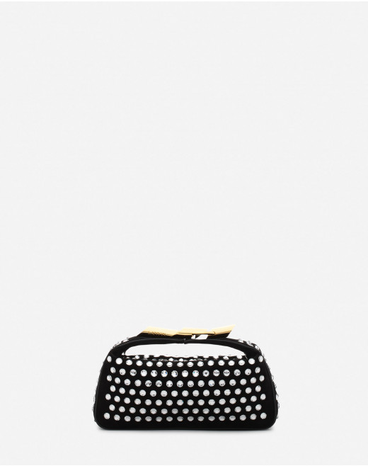 SAC POCHETTE HAUTE SEQUENCE EN CUIR AVEC STRASS