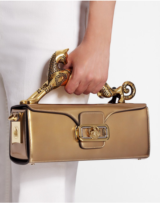 MEDIUM PENCIL CAT BAG IN METALLIC LEATHER