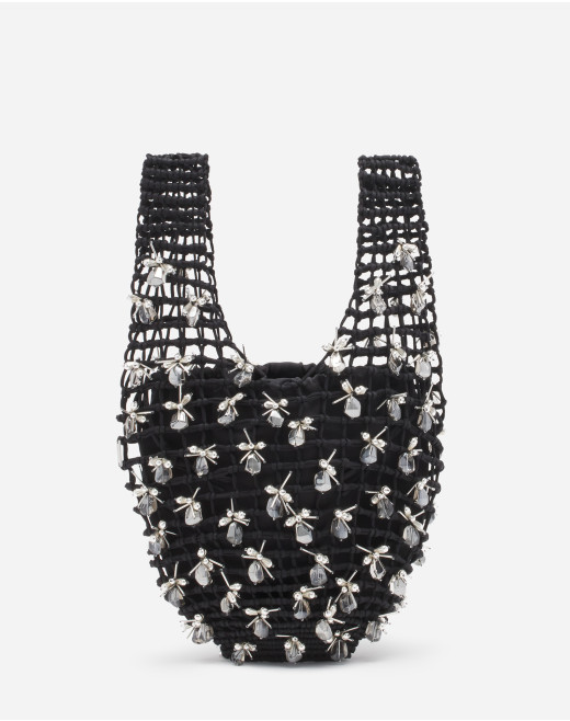 MACRAME BY LANVIN EMBROIDERED SATIN BAG
