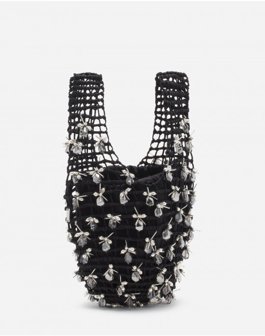 MACRAME BY LANVIN EMBROIDERED SATIN BAG