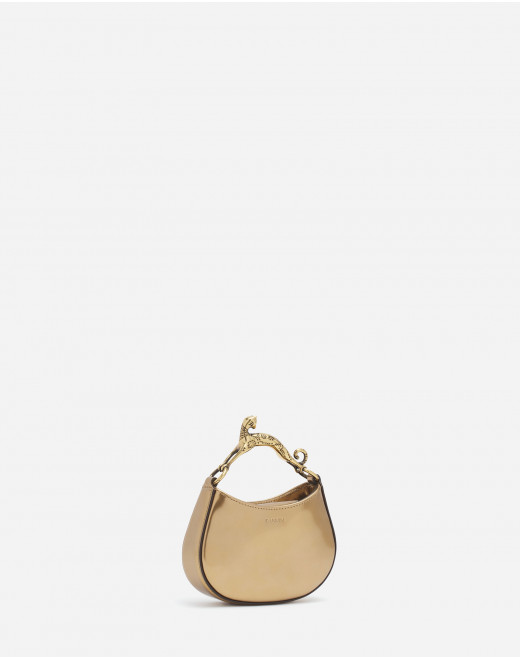 METALLIC LEATHER NANO HOBO CAT BAG