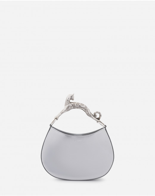 SMALL METALLIC LEATHER HOBO CAT BAG