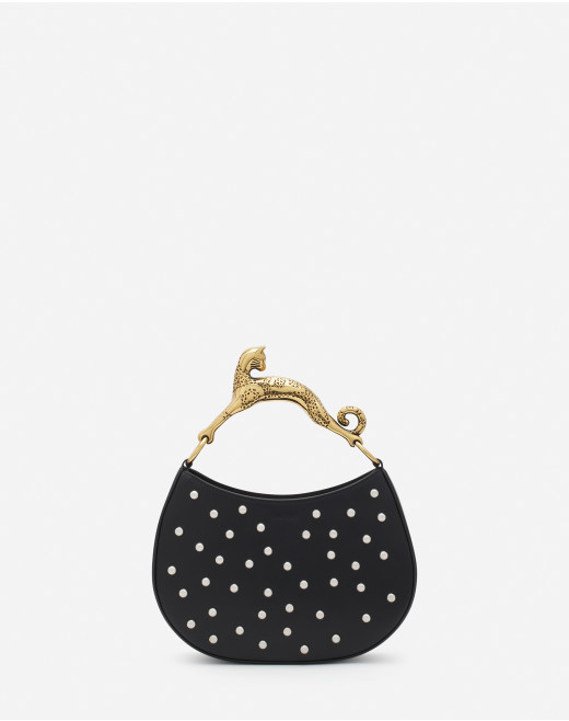 SMALL-MEDIUM STUDDED LEATHER HOBO CAT BAG