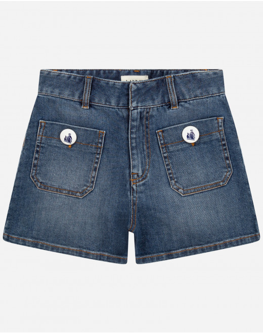 DENIM SHORTS WITH MOTHER AND CHILD BUTTONS